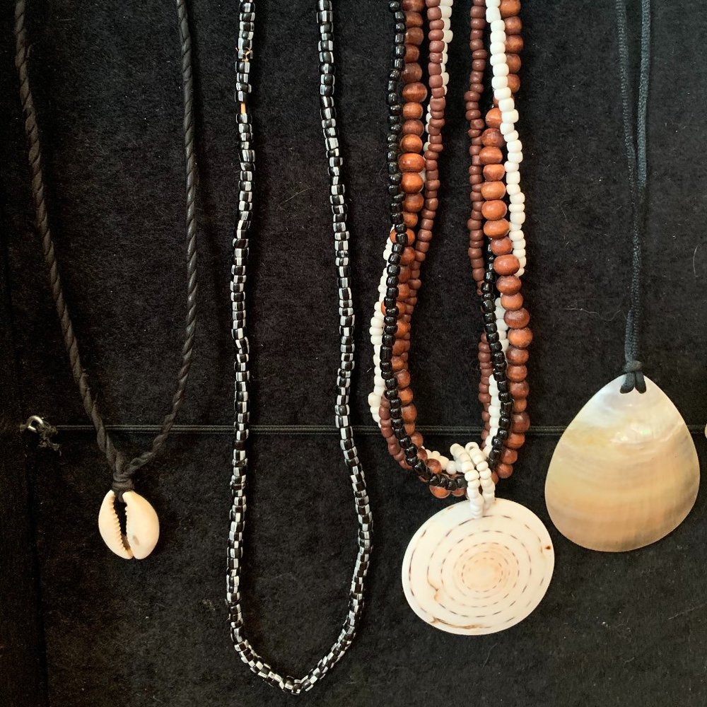 Shell and African Beaded Necklaces